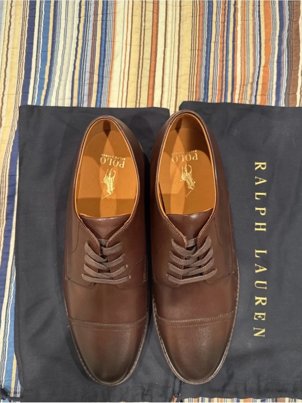 Polo by Ralph Lauren Men's Brown Leather Cap-Toe Oxfords